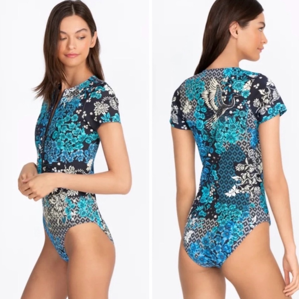 NWT Johnny Was | Blue Fly Neoprene One Piece Swimsuit | S | MSRP $298